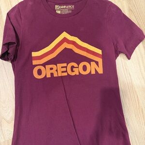 Oregon Graphic Tee in Maroon with Orange Print